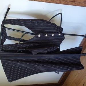 2 piece pin stripped vest/pants